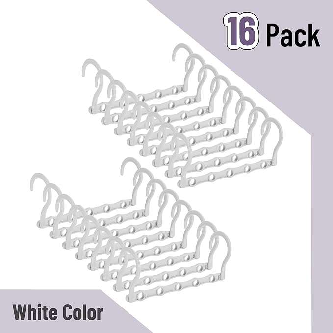 Mr. Pen- Space Saving Hangers for Clothes, 16 pcs, White, Plastic Multi Clothes Hangers Space Saving, 5 Slots, 360° Rotating Hooks