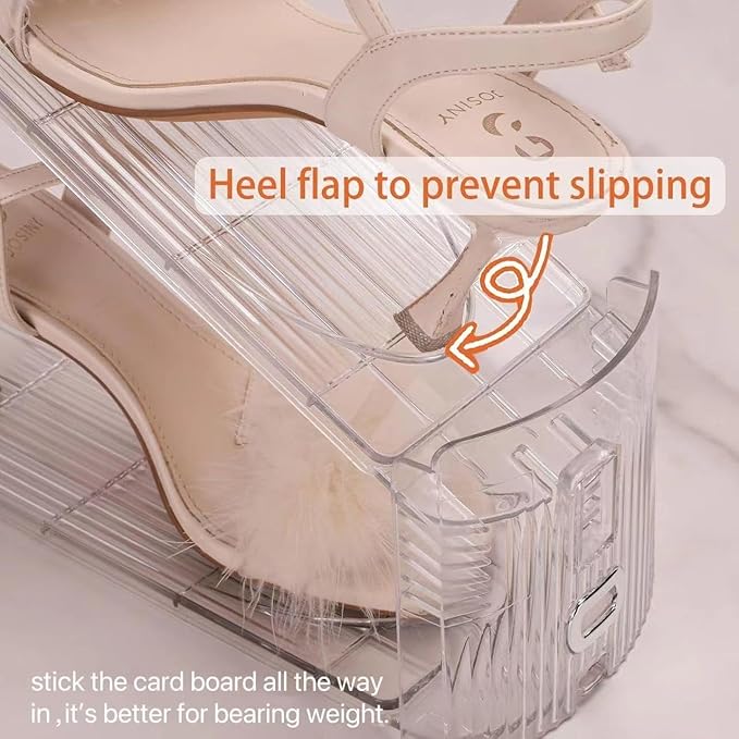 20 Pack Shoe Slots Organizer Adjustable Level Shoe Stacker Holder Storage Space Saving Sneakers Display Tray Rack for Closet (Transparent, 20 Pack)