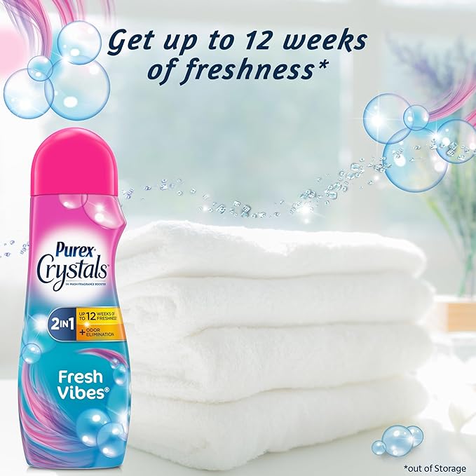 Purex Crystals In-Wash Fragrance and Scent Booster, Fresh Vibes, 21 Ounce, 4 Count (Pack of 2)