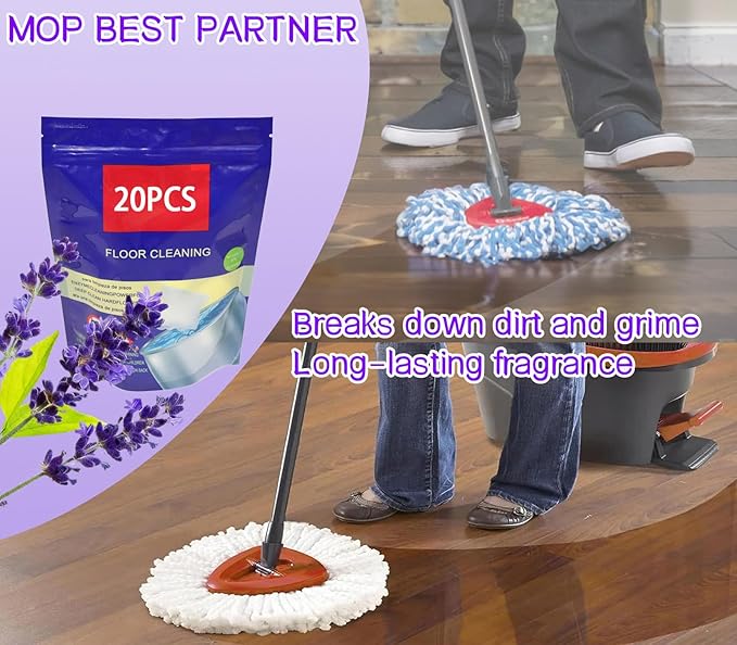 Hard Floor Cleaner,Lavenger Scent 20 Count (1Pack) Made From Natural Ingredients,Safe for All Hard Floors,Perfect for Variety of Mop Buckets (lavender-20)
