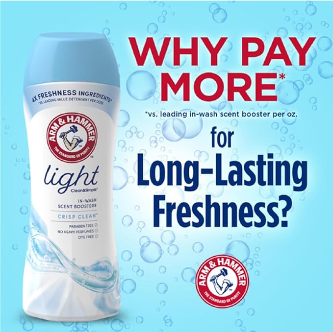 Arm & Hammer Light In-Wash Scent Booster Crisp Clean 24oz (Pack of 2)