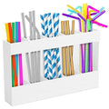 9.5" Cabinet Door Peel and Stick Straw Holder – White Plastic Straw Holder for Cabinet Door, With Strong Adhesive Tape, Space-Saving Easy Mounted Storage for Straws, Utensils, Chopsticks and More