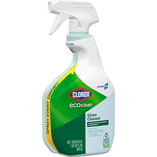 CloroxPro Clorox EcoClean Glass Cleaner Spray Bottle, 32 Fluid Ounces
