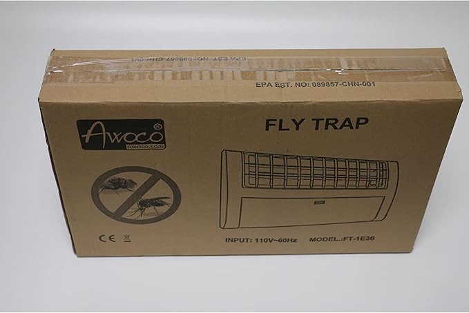 Awoco LED 13W 100V-240V Wall Mount Sticky Fly Trap Lamp for Capturing Flies, Mosquitoes, Moths and Flying Insects (Fly Trap + 6 Glue Boards)