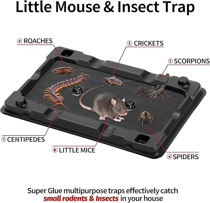 LULUCATCH Mouse & Insect Traps 16 Pack, Heavier Sticky Traps with Non-Toxic Glue for Small Mice & Insects. Sticky Mouse Traps Indoor, Easy to Set, Pet Safe Pest Control