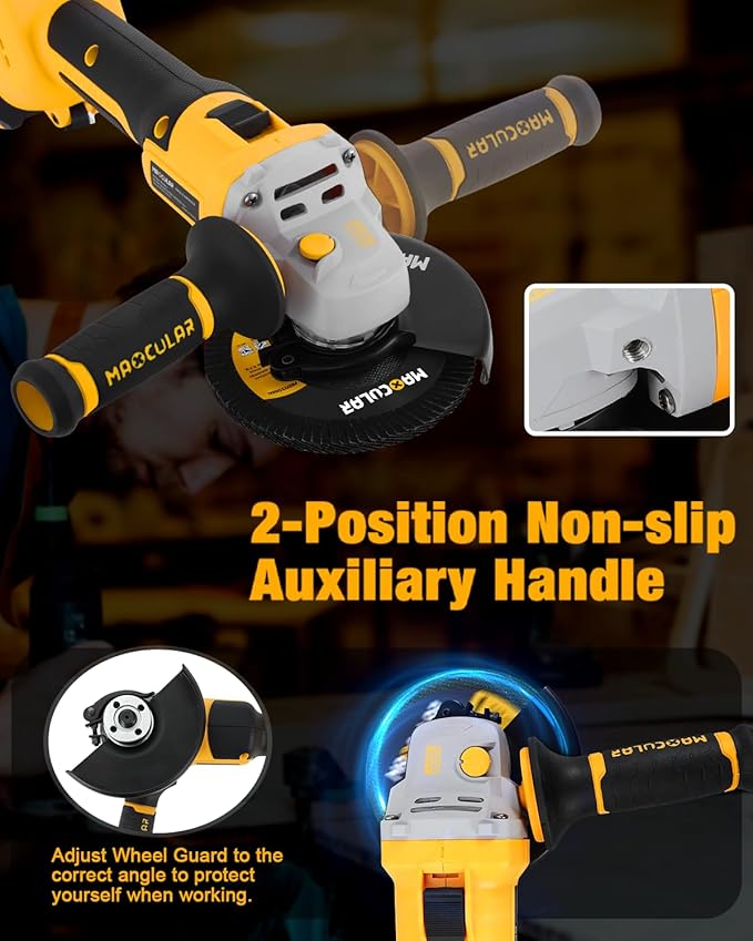 Angle Grinder Cordless 20V Battery,9600 RPM Brushless Power Motor,4-1/2-Inch to 5-Inch,2x4.0 AH Battery Electric Grinder Tool Set, for Cutting,Grinding,Polishing