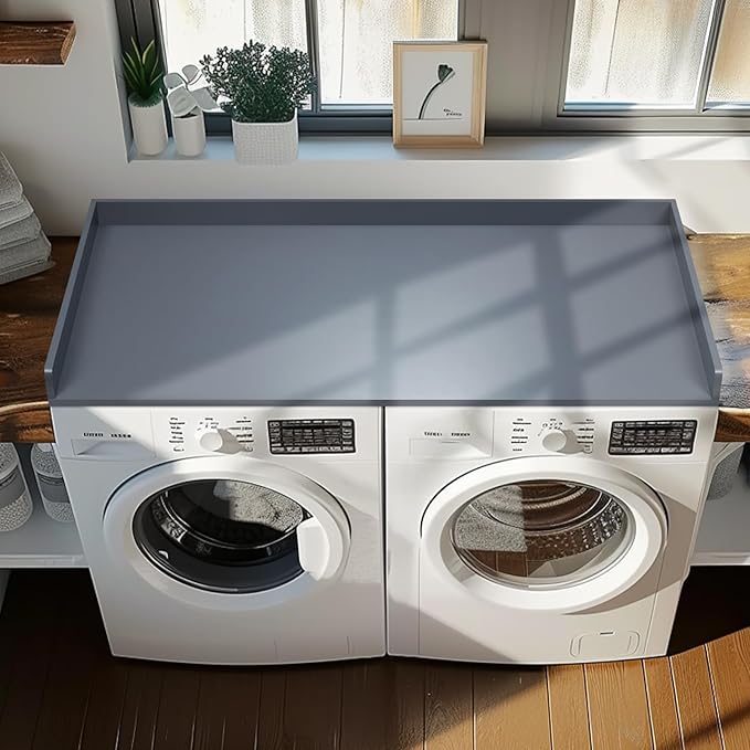 Gashell Washer Dryer Countertop, 27.5" x 54" Bamboo Washer and Dryer Countertop for Laundry Room Organization (Gray)