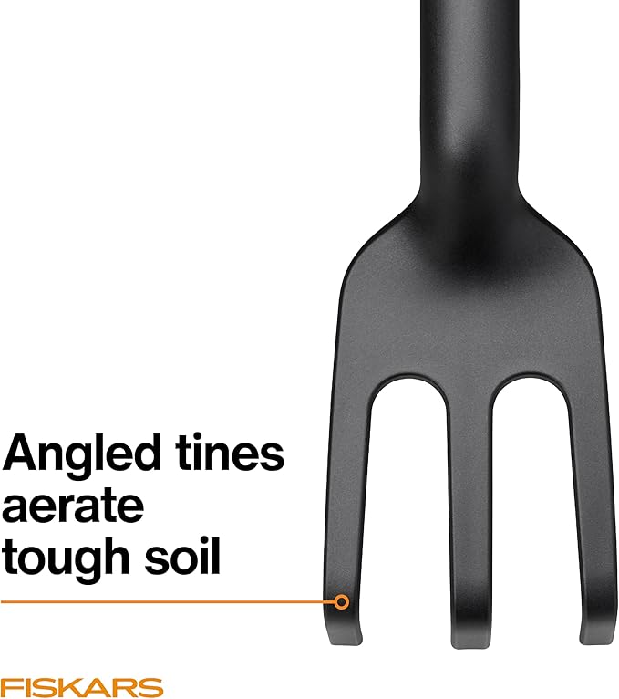 Fiskars Eco Cultivator with Wide Angled Tines, Ergonomic Handle, UV Resistance, Ideal for Loosening Soil and Removing Weeds