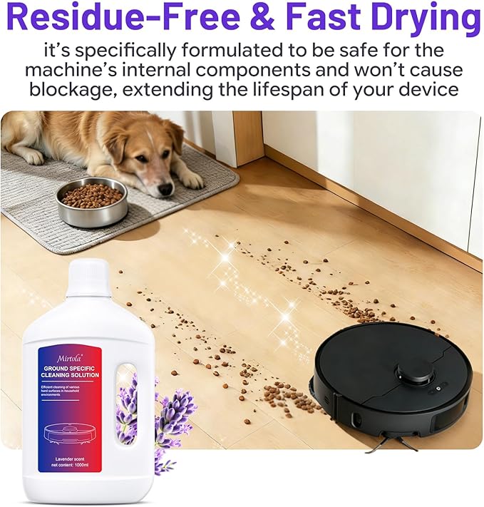Multi-Surface Floor Cleaning Solution Compatible with Dreame Cleaning Solution, Lavender Scent, Deep Clean, Suitable for All Mopping Robot Vacuums and Cordless Wet/Dry Mops (1000 ml)