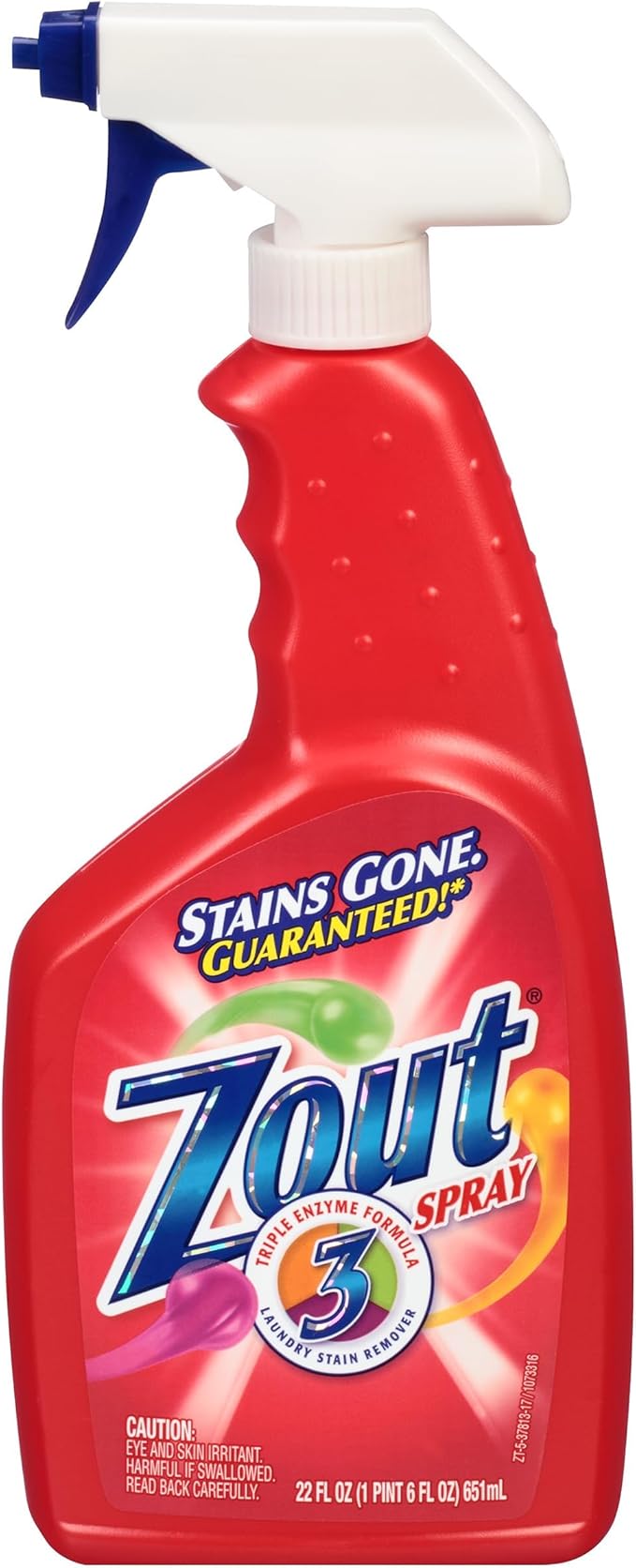 Zout Triple Enzyme Formula Laundry Stain Remover Spray, 22 Ounce - Pack of 6