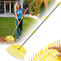 Garden Rake for Leaves - Extra Wide 17" Leaf Rake,Lightweight Long Handle for Women Seniors Kids Effortless Clean-Up,23 Non-Clog Flexible Tines for Lawn-Friendly,80” Adjustable Plastic Rakes for Yard