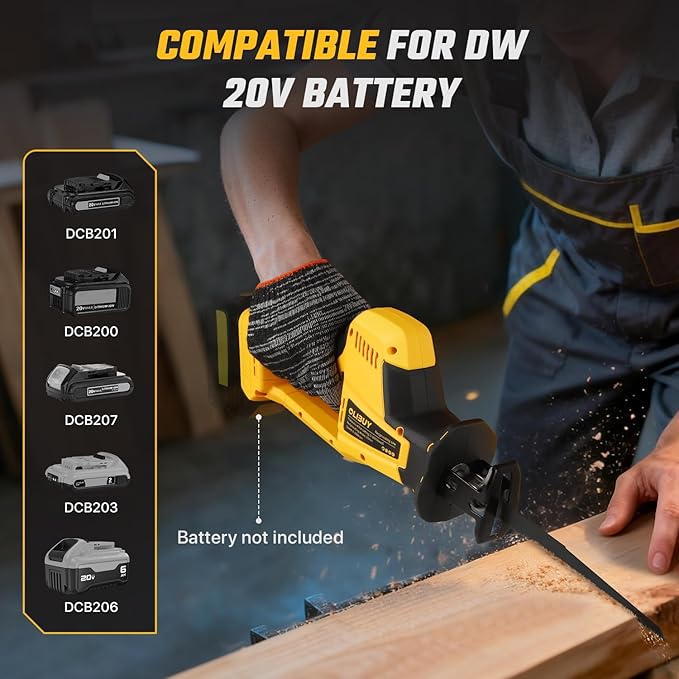Reciprocating Saw for Dw 20V Battery,【Battery Not Included】,Cordless Sawzall with 8 Blades,0-3000SPM Variable Speed, Cordless Reciprocating Saws for Wood/Metal/PVC Cutting