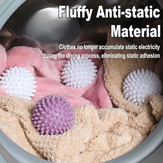 Dryer Balls for Laundry, Spiky Reusable Laundry Balls, 8 Pack, 2.2 Inch, Blue White Purple Pink, Wrinkle Reducing (Colour Mixing)