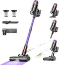 TVTAU Cordless Vacuum Cleaner, 620W 55KPA 75Mins Runtime Stick Vacuum with Self-Standing, LED Display, V-Shape Anti-Tangle Brush, 8-Stage Filtration, for Hardwood Floors Carpets Pet Hair, T10 Pro