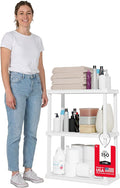 IRIS USA 3-Shelf Light Duty Plastic Storage Shelves, 150lb Capacity, 33" H x 24" W x 12" D, Medium Modular Shelving Unit Storage Organizer for Bathroom, Laundry, Garage & Home, Storage Rack - White