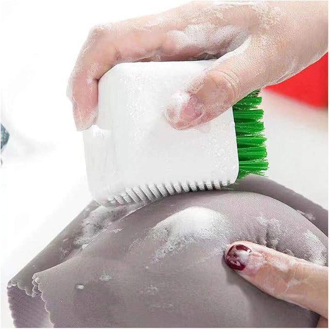 2 Pack Silicone Laundry Brush Scrub Multi-use Household Cloth Washing Brush Dual-use Scrubbing Brush for Clothes Underwear Shoes, Plastic Soft Cleaning Tool