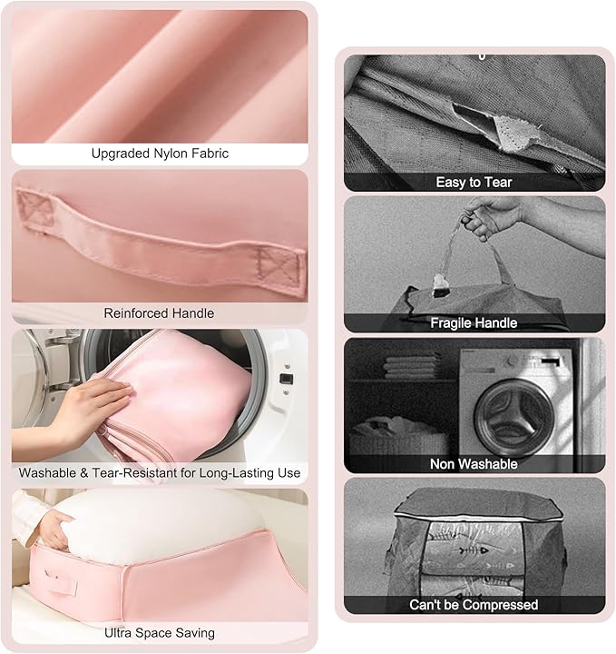 2Pcs Super Space Saving Self Compression Organizer, Space Saver Vacuum Storage Bags, Self Compression Storage Bags, vacuum seal bags for clothing, Sweaters, Blankets (Pink)