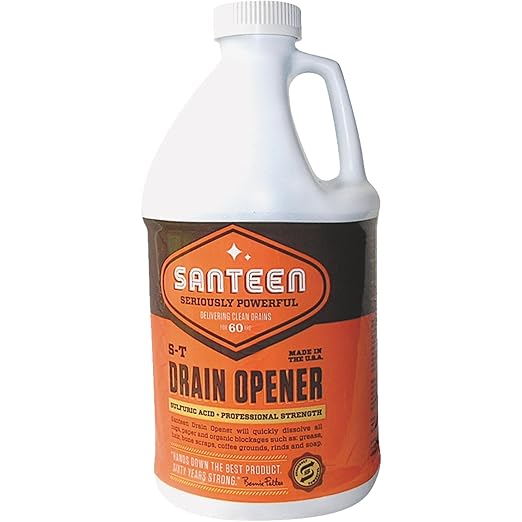 Santeen Drain Opener, Sulfuric Acid, 1/2 gal, PK4, Yellow