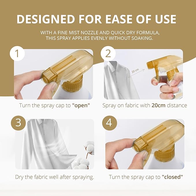 Fabric Refresher Spray - Fresh Cotton - Wrinkle Release Spray & Fabric Softener Alternative - Odor Eliminator Deodorizer Spray for Clothes, Bedding and Home Use