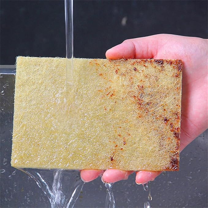 Natural Scouring Pads Biodegradable Scrubbing Pads for Kitchen Cleaning, Dishes, and Pots - Sisal hemp Fiber Scrub Pads for Dishes - Non Scratch Scouring Pads for Pots and Pans (10 Pack)