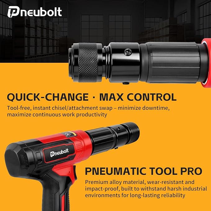 Air Hammer Kit with 4-Piece Chisel Set & Case, 2500 BPM Pneumatic Hammer Set for Automotive Repair, Metal Working, Rust Removal & Home Garage