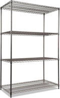 Alera Wire Shelving Starter Kit, Four-Shelf, 48w x 24d x 72h, Black Anthracite