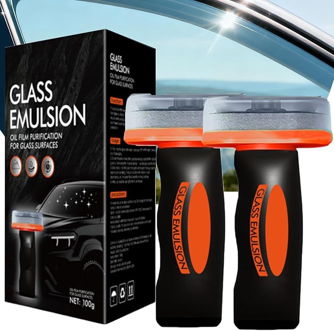 Q4 Glass Guard,Auto Glass Side Window Oil Film Removal Cleaner,Automotive Handheld Oils Flmr Cream,Windshield Oil FilmGlass Emulsion Remover for Car Windows (2PCS)