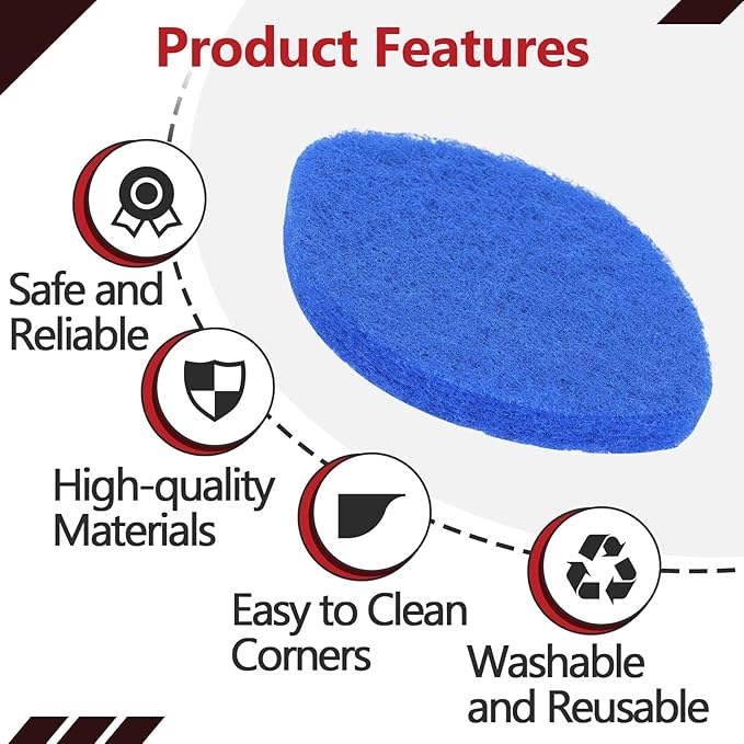 10Pcs Shower Scrubber Refill Pads Compatible with Clorox Tub & Tile Scrubber, Durable Blue Non-Scratch Replacement Pads for Bathroom & Toilet Wall Floor Cleaning
