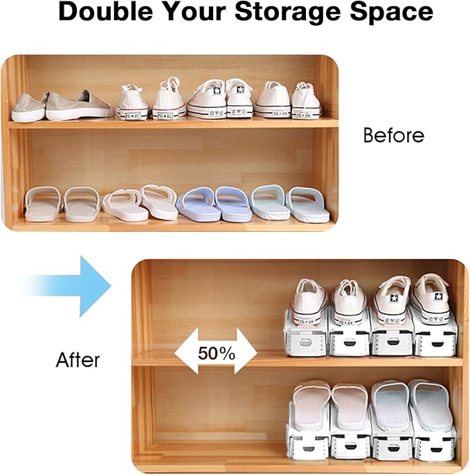 Neprock Shoes Organizer for Closet, Shoe Rack Organizador De Zapatos for Closet Organization, Shoe Slots Organizer Shoe Storage Shoe Holder Space Saver for Entryway(36-Pack)(White)