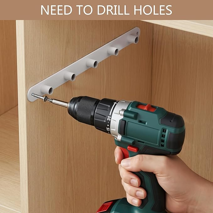 VanlonPro Expandable Closet Shelf Wall-Mounted Metal Storage Rack Adjustable Closet Rod DIY Divider Separator Space Saving for Cabinet Wardrobe Cupboard Kitchen Pantry Cupboard, 31.4-42 Inches