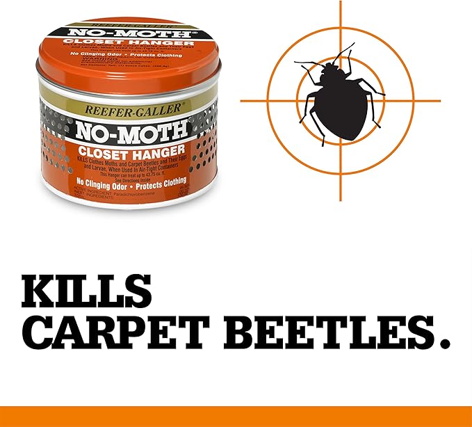 NO MOTH Closet Hanger Kills Clothes Moths, Carpet Beetles, and Eggs and Larvae