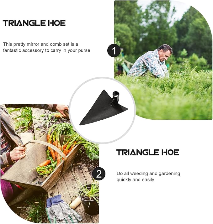 DOITOOL Japanese Garden Hoe Triangle Weeding Hoe Steel Gardening Tool 10.62X7.87X3.14 Inch Handheld for Planting and Soil Digging