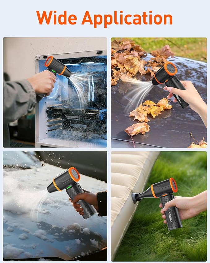 V40 Compressed Air Duster-270000RPM 350G Super Power Electric Air Duster, 10000mAh Cordless Rechargeable Brushless Motor Canned Air, Stepless-Adjustable Air Blower for PC, Keyboard