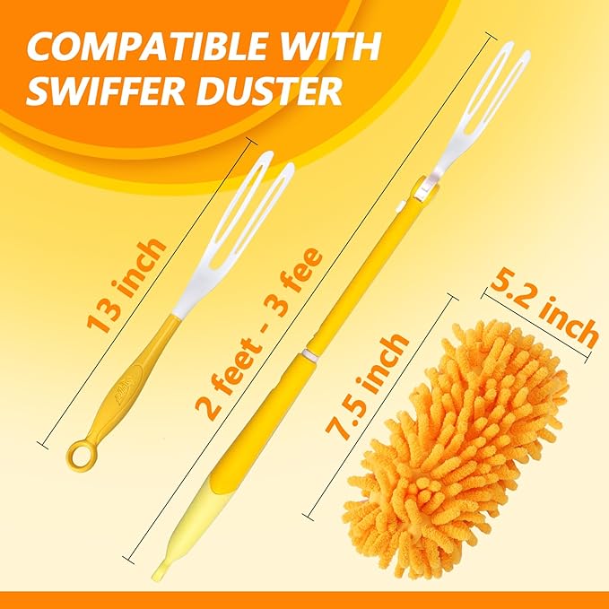 Reusable Duster Refill Compatible with Swiffer Duster Kit - Pet Heavy Duty Duster Refills Fit for Swiffer Extended Handle Duster - Microfiber 360 Duster Refills for Dusting Cleaning, 6 Pack