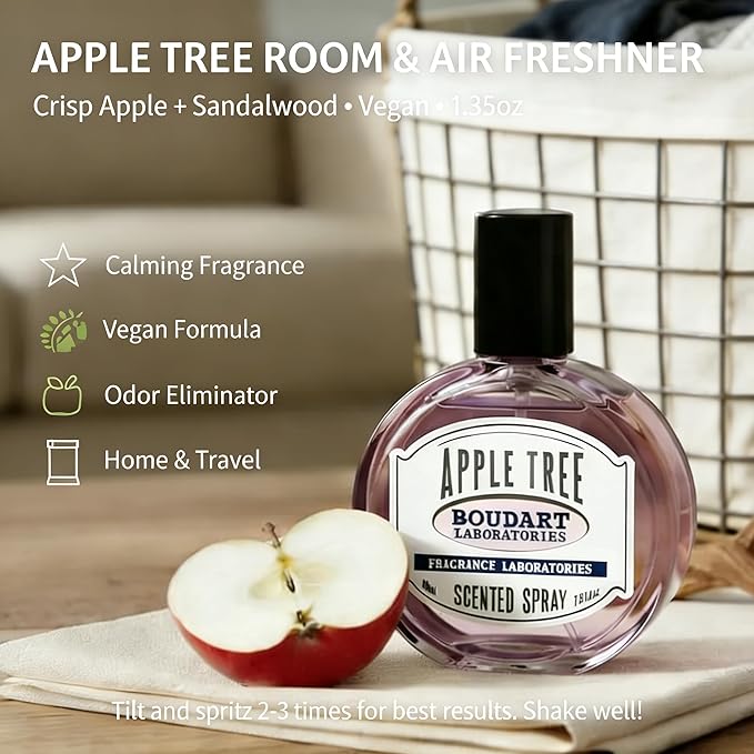 TSA Travel Fabric Refresher Spray - Plant Based Molecular Odor Eliminator for Clothes Car Couch - Quick Dry Apple Aromatherapy Linen Mist 1.35oz