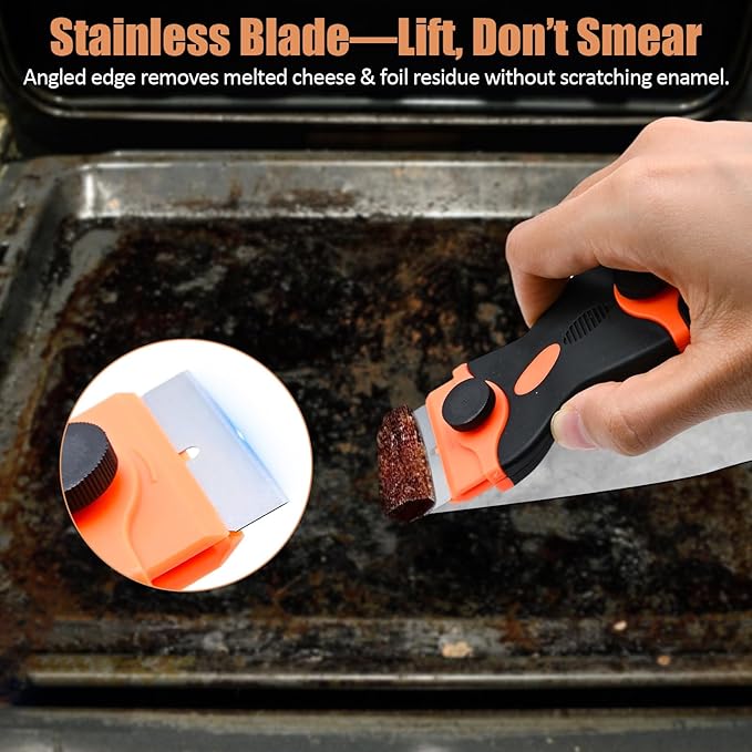 Heavy Duty Oven Cleaner Brush Set,Oven Cleaning Kits,Oven Cleaning Tools Accessories with Razor Blade Scraper,Crevice Cleaning Brush,Pumice Stone,Microfiber Cleaning Cloth,Scrub Sponges