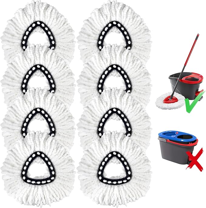 8-Pack Mop Replacement Heads for Ocedar Mop Replace Head EasyWrin Spin Mop Heads Replacements, Easy Cleaning Mop Head Replacement
