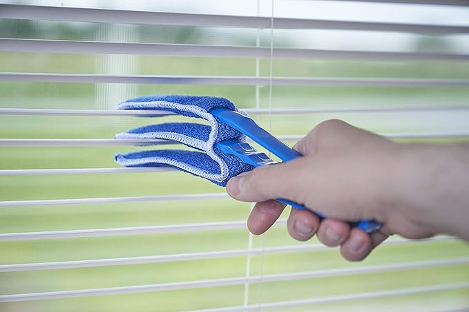 Blind Cleaner Duster Tool, Fan Blade Cleaner, Air Duct Cleaning Tools, Blue Window Blinds Cleaner with Microfiber Sleeve for Fans, Window Blinds, Vents, Shutters…(4 Pack -Superio)