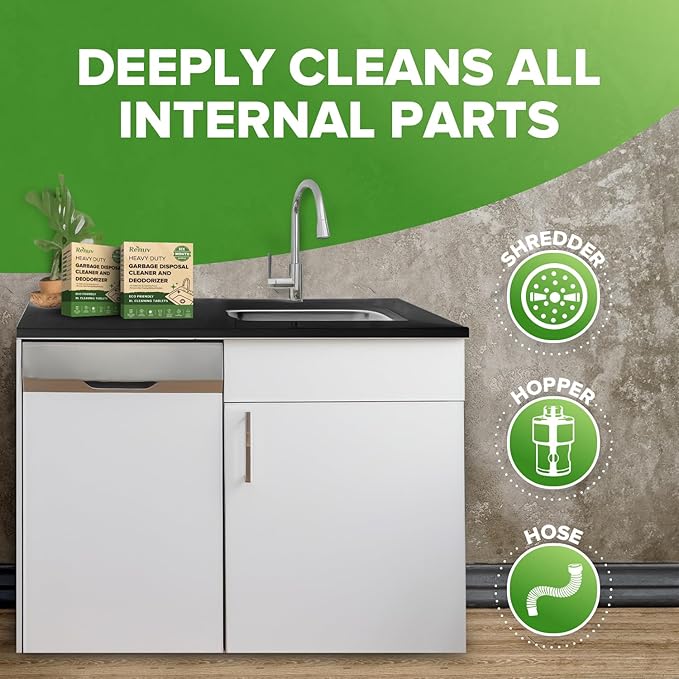 Renuv Garbage Disposal Cleaner + Dishwasher Cleaner - Heavy Duty Kitchen Appliance Deep Cleaning, Descaling and Deodorizing, (12 Tablets of each)
