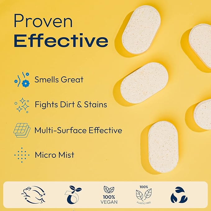 FOMIN Multi Surface Cleaner Refill Tablets (12 Pack) - Lemon Zest - All Purpose Cleaner Refill Tablets, All-In-One Tablet Cleaner For Household & Kitchen Cleaning - Makes 204 fl oz (12 x 17 Fl oz)