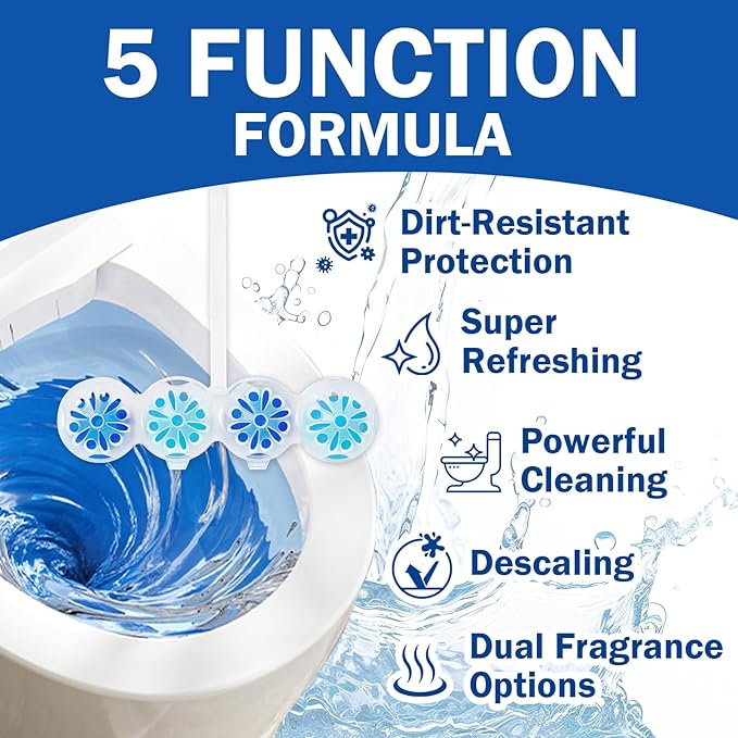 SCENTORINI 4-in-1 Toilet Bowl Cleaner Rim Hanger, Hanging Automatic Toilet Bowl Freshener, 4 Ocean & 4 Lavender Scent, Toilet Bowl Cleaning Balls Long-Lasting up to 30 Days