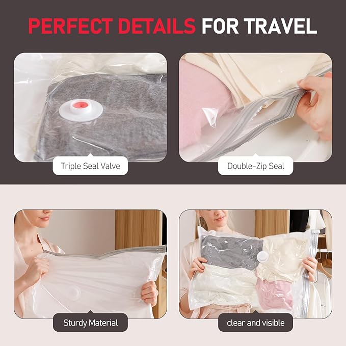 Vacbird 16 Pack Travel Vacuum Storage Bags with High Pressure Electric Pump - Vacuum Seal Compression Bags for Clothing, Luggage & Suitcase Space Saving