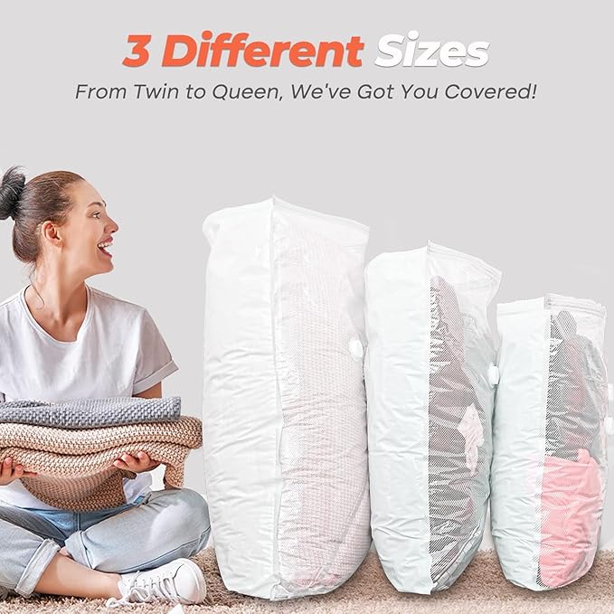 Vacbird Vacuum Seal Bags for Clothing with Rechargeable Cordless Pump, 24 Pack Vacuum Storage Bags, Compression Packing for Clothes Bedding Blanket Pillows Comforters