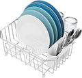 GSlife Mini in Sink Dish Drying Rack - Stainless Steel Small Dish Drainer for RV Kitchen Apartment Sink, 9.5" W x 13.4" L, White Utensil Holder