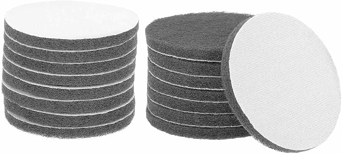 HARFINGTON 16pcs Scrubber Scouring Pads 1200 Grits 5 Inch Drill Power Brush Hoop and Loop Surface Conditioning Disc Drill Scuffing Disc Scrub Pads for Home Kitchen Cleaning, Light Gray
