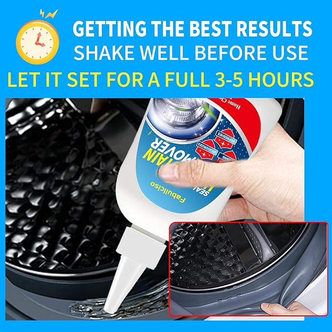 Home Stain Remover Gel – Stubborn Stain Cleaner No Harsh Scrubbing Required (Front Loader Washing Machine Seal Washing Machine Seals, Sinks & Tiles | No-Slip Formula | 8H Penetration)
