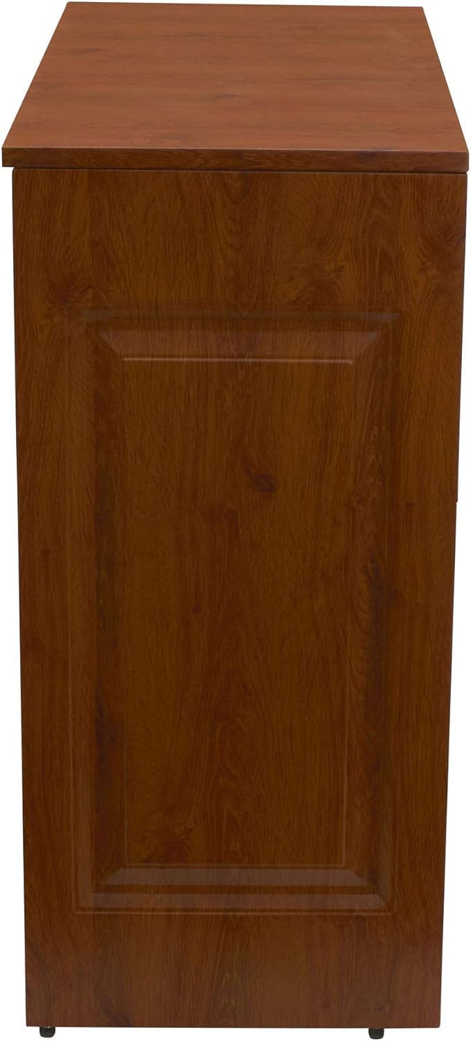 Household Essentials Double Hamper Cabinet, Metal Exterior and Removable Polyester Bags, Dual Compartments for Sorting, Faux Wood Grain