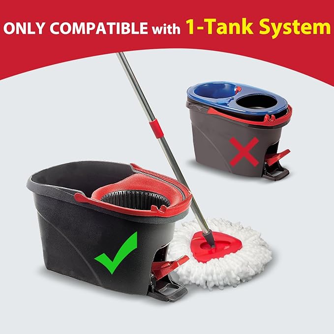 Spin Mop Replacement Set for O-Ceda EasyWring 1-Tank System, Includes 2 Mop Head Replacement, 1 Spin Base, 1 Scrubber Head, 1 Mop Handle (30-58in Adjustable 4-Section Pole)