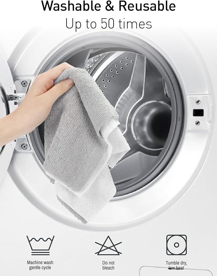 Fantasticlean Microfiber Cleaning Cloth Roll -75 Pack, Tear Away Microfiber Towels, 12" x 12", Reusable, Washable, Scratch Free, Ultra Absorbent Dishcloth for All-Around Cleaning Supplies (Grey)
