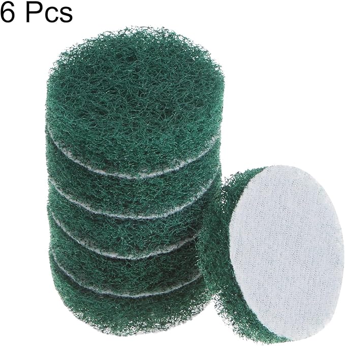 HARFINGTON 6pcs Drill Power Brush 2 inch Tile Scrubber Scouring Pads 180-240 Grit for Bathroom Kitchen Household Cleaning
